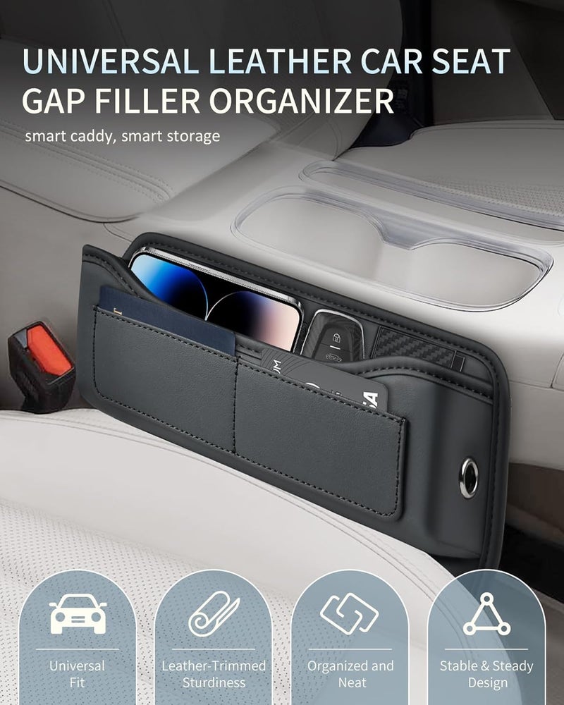 FLORICH Car Seat Gap Filler Organizer, Premium Leather Car Gap Filler for Car, Car Seat Organizer and Storages Between Seat Car Gap Filler Universal Fit for Car Suv Truck - Image 2